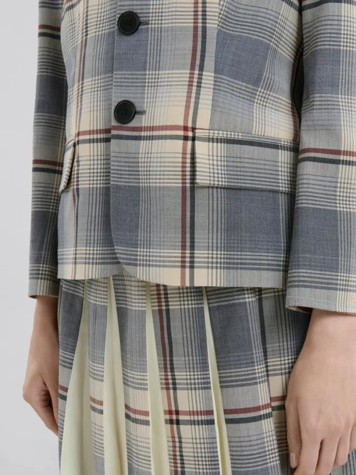 Women Marni Coats and Jackets Grey Checked Wool Jacket With Marni Mending