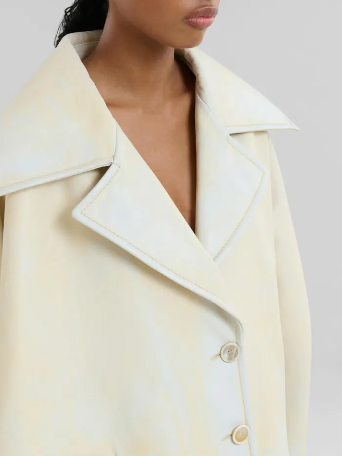 Women Marni Coats and Jackets Light Yellow Leather Cape