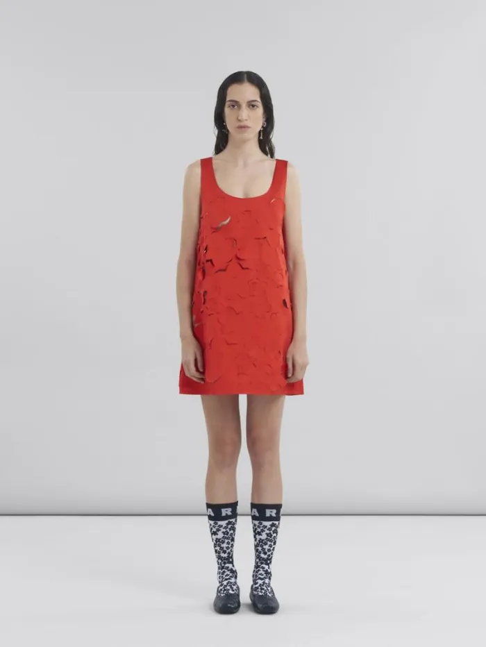 Women Marni Dresses Flared Duchess Satin Dress With Cut Out Detail