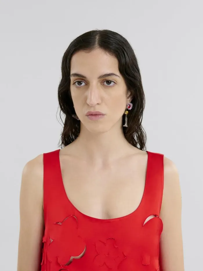 Women Marni Dresses Flared Duchess Satin Dress With Cut Out Detail
