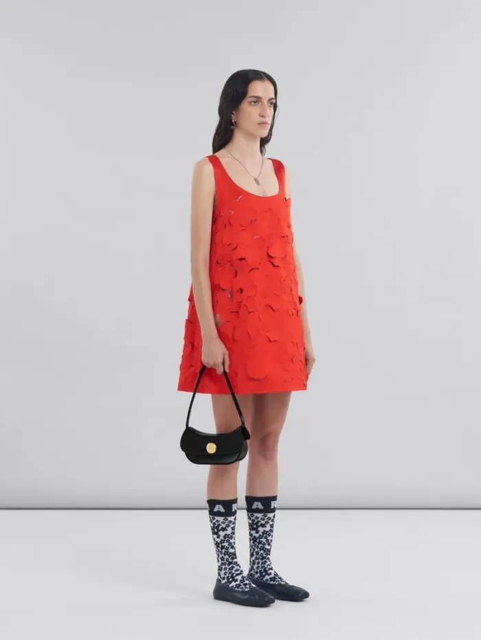 Women Marni Dresses Flared Duchess Satin Dress With Cut Out Detail