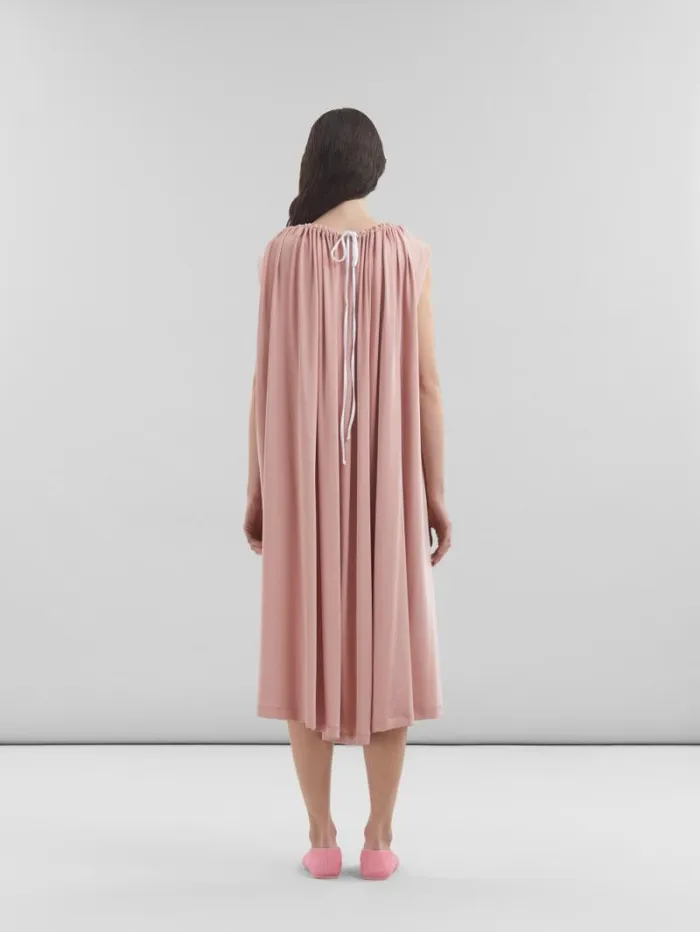 Women Marni Dresses Pink Stretch Jersey Dress With Gathered Neck
