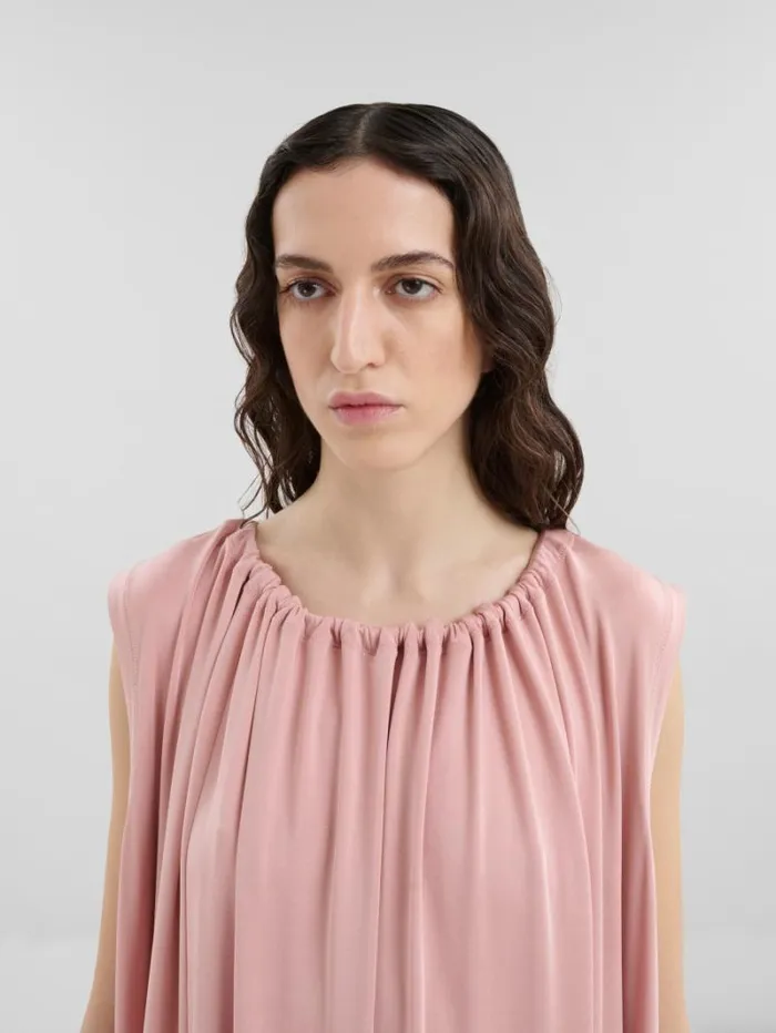Women Marni Dresses Pink Stretch Jersey Dress With Gathered Neck