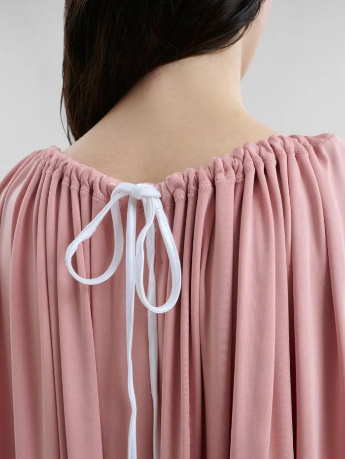 Women Marni Dresses Pink Stretch Jersey Dress With Gathered Neck