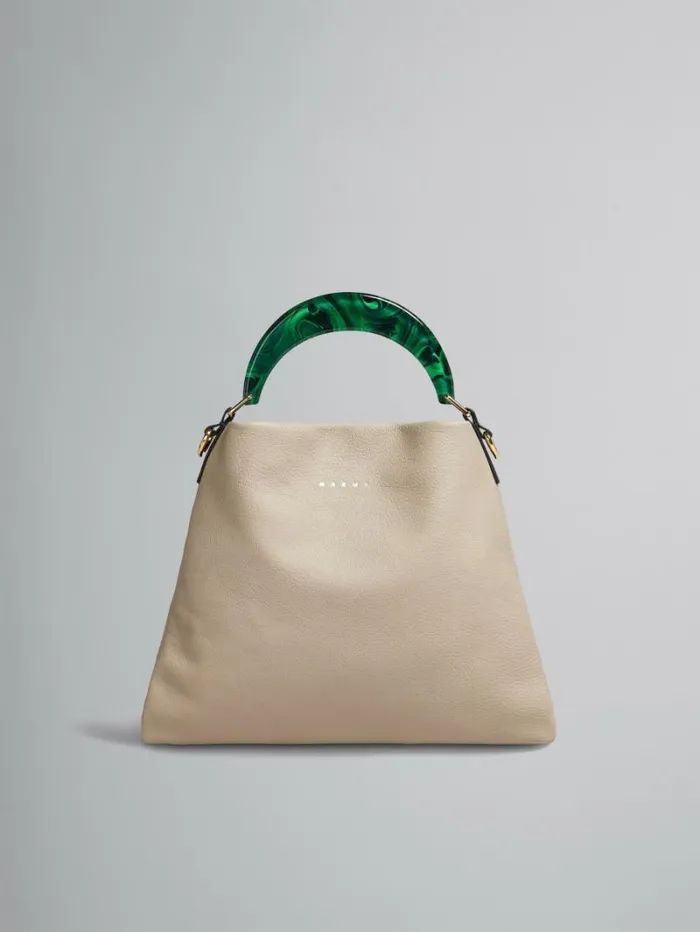 Women Marni Handbags Venice Small Bag In Beige Leather