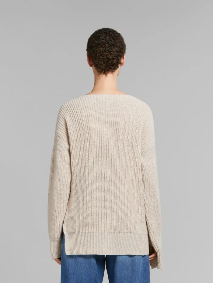 Women Marni Knitwear Oat Wool Cardigan With Marni Mending