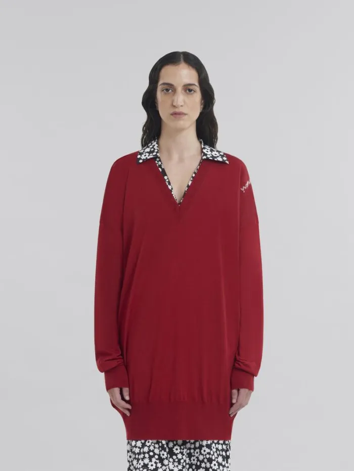 Women Marni Knitwear Oversize Silk And Wool Blend Jumper With Marni Symbol