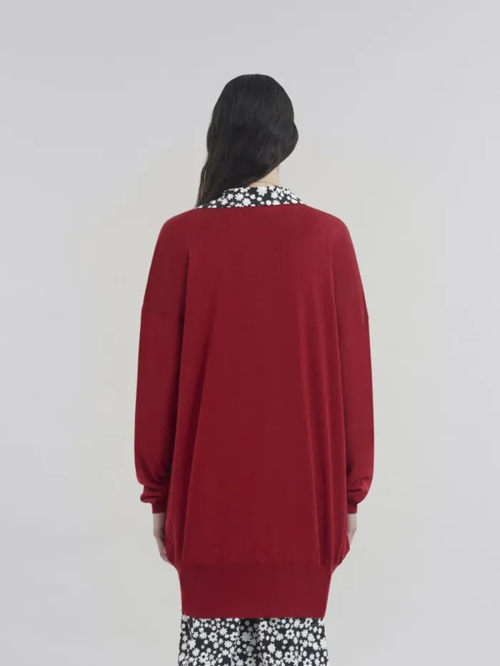 Women Marni Knitwear Oversize Silk And Wool Blend Jumper With Marni Symbol