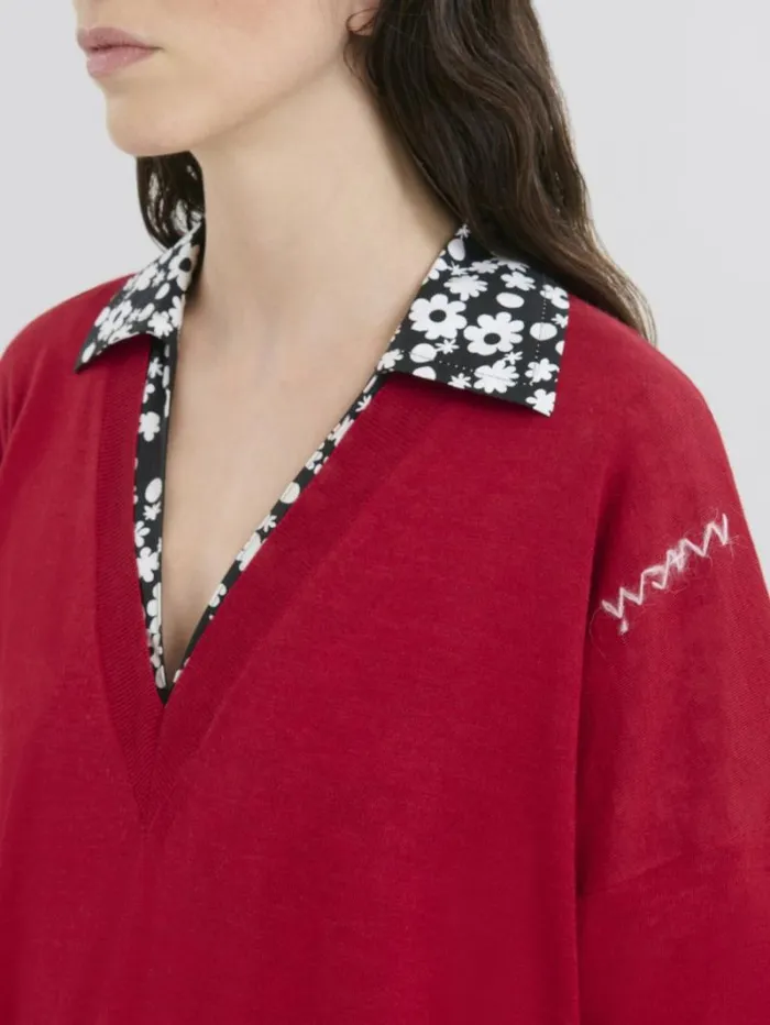 Women Marni Knitwear Oversize Silk And Wool Blend Jumper With Marni Symbol