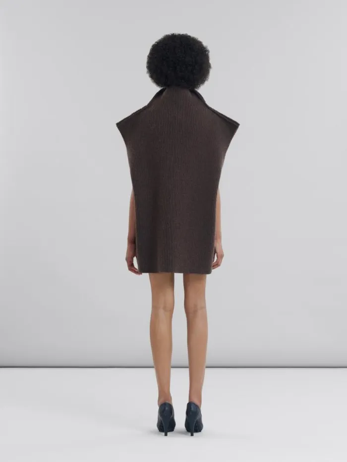 Women Marni Knitwear Ribbed Brown Wool Vest
