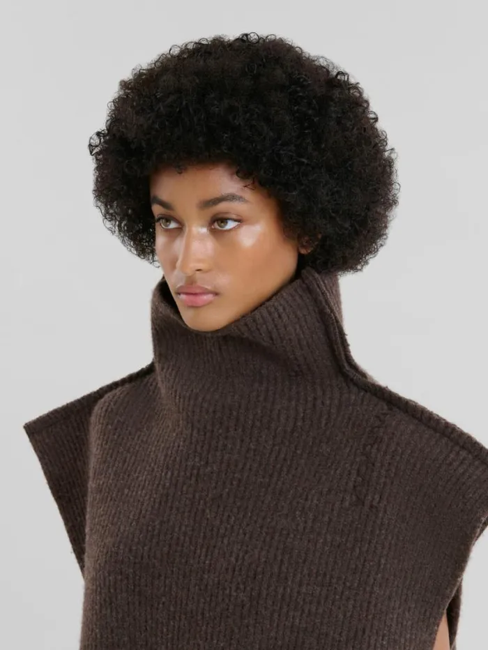 Women Marni Knitwear Ribbed Brown Wool Vest