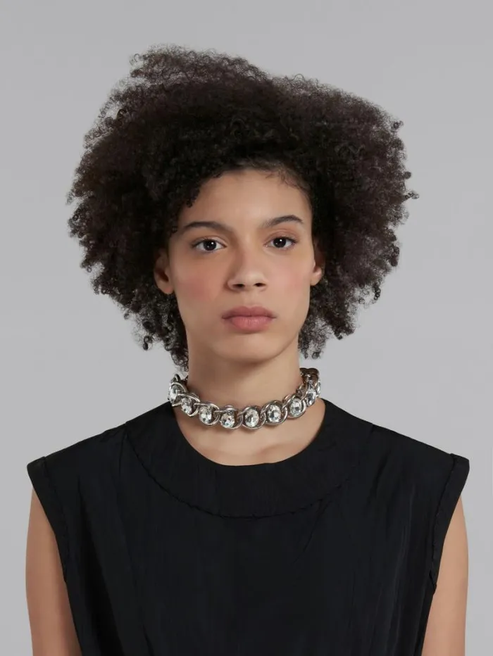 Women Marni Necklaces Chunky Chain Necklace With Rhinestones