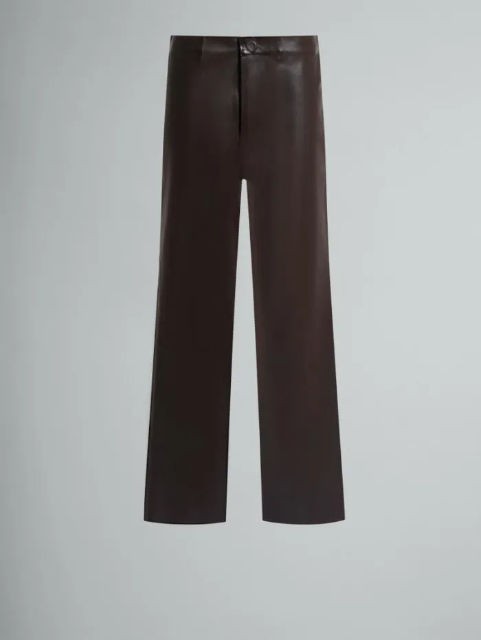Women Marni Pants Brown Wool And Coated Fabric Trousers