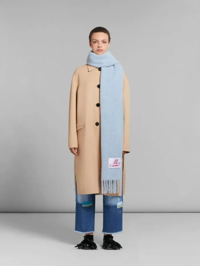 Women Marni Scarves Light Blue Alpaca Scarf