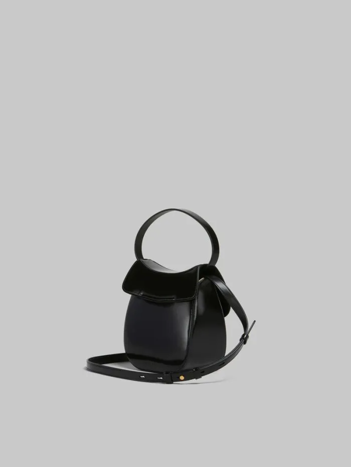 Women Marni Shoulder Bags Black Leather Butterfly Small Handbag