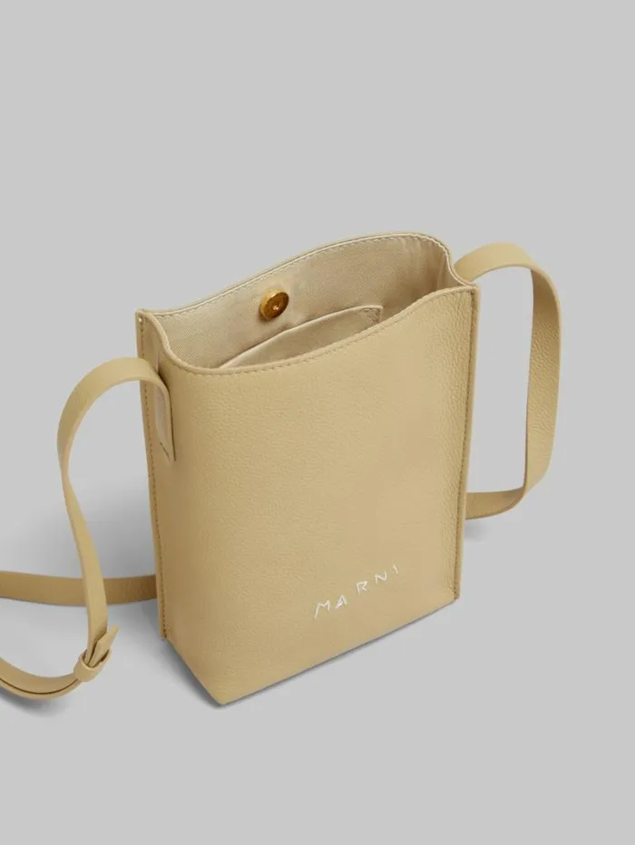 Women Marni Shoulder Bags Brown Leather Museo Nano Bag With Marni Symbol Embroidery