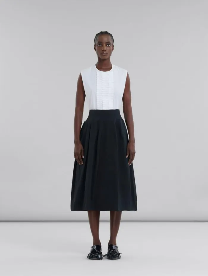 Women Marni Skirts Black Taffeta Pleated Skirt