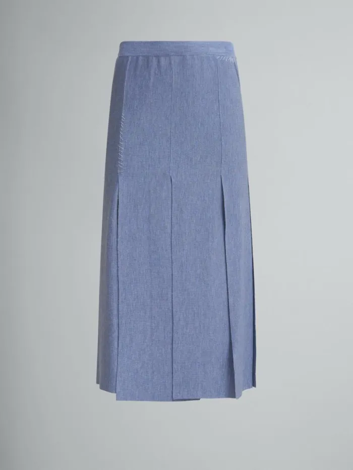 Women Marni Skirts Blue WoolSilk Skirt With RawCut Slits