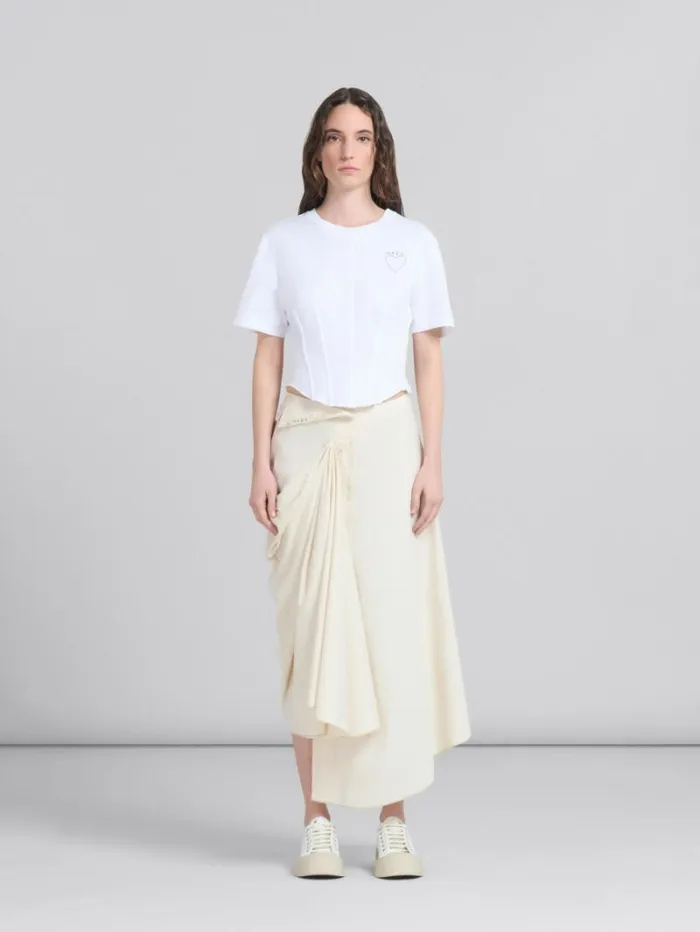 Women Marni Skirts Light Beige Organic Toile Skirt With Jacket Lapels