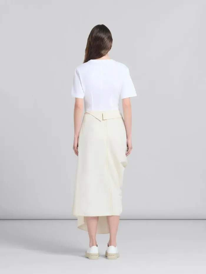 Women Marni Skirts Light Beige Organic Toile Skirt With Jacket Lapels