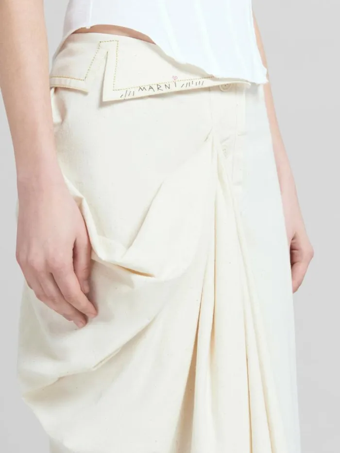 Women Marni Skirts Light Beige Organic Toile Skirt With Jacket Lapels