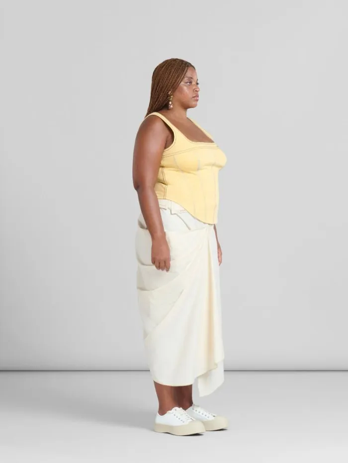 Women Marni Skirts Light Beige Organic Toile Skirt With Jacket Lapels