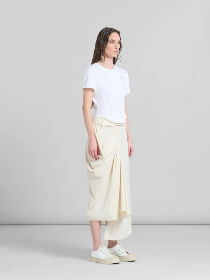 Women Marni Skirts Light Beige Organic Toile Skirt With Jacket Lapels