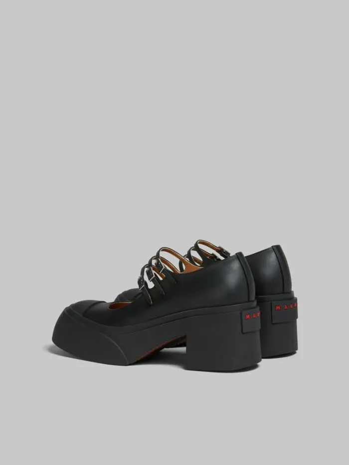 Women Marni Sneakers Black Leather Pablo TripleBuckle Mary Jane Shoe