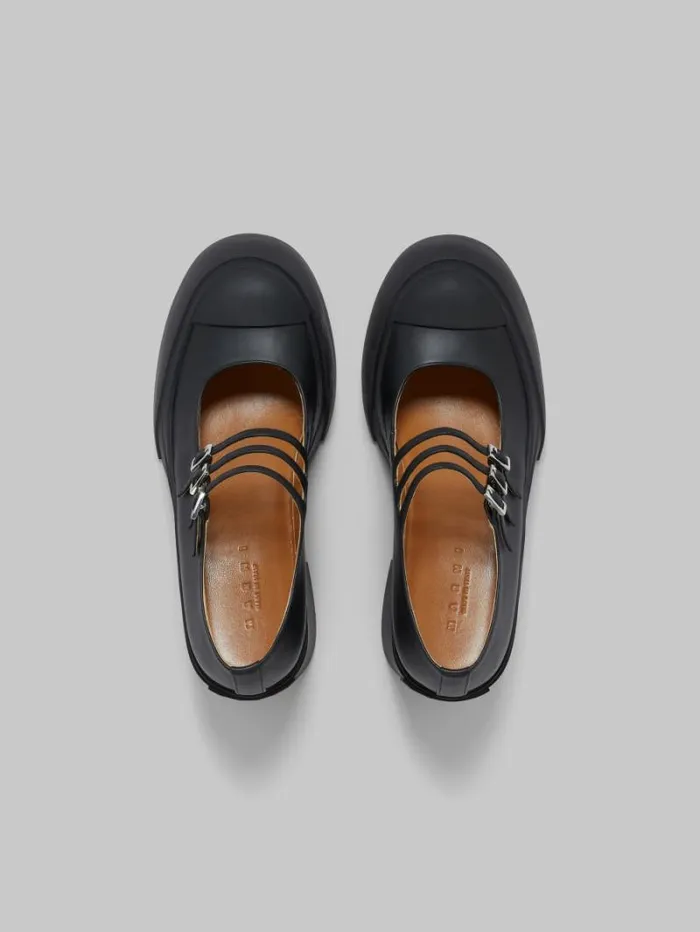 Women Marni Sneakers Black Leather Pablo TripleBuckle Mary Jane Shoe