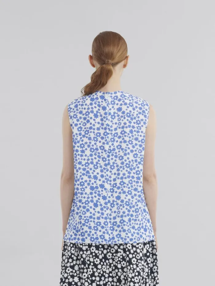 Women Marni Tops and Tshirts Light Blue And White Pop Fields Sleeveless Top