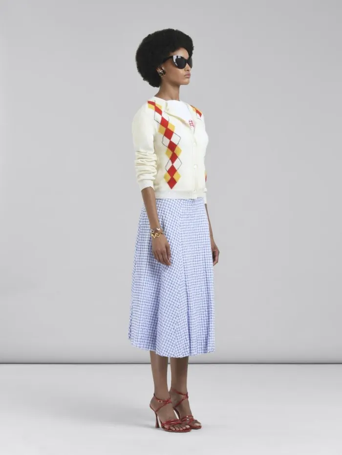 Women Marni Tops and Tshirts White Jersey Cotton TShirt With Checked Marni Logo