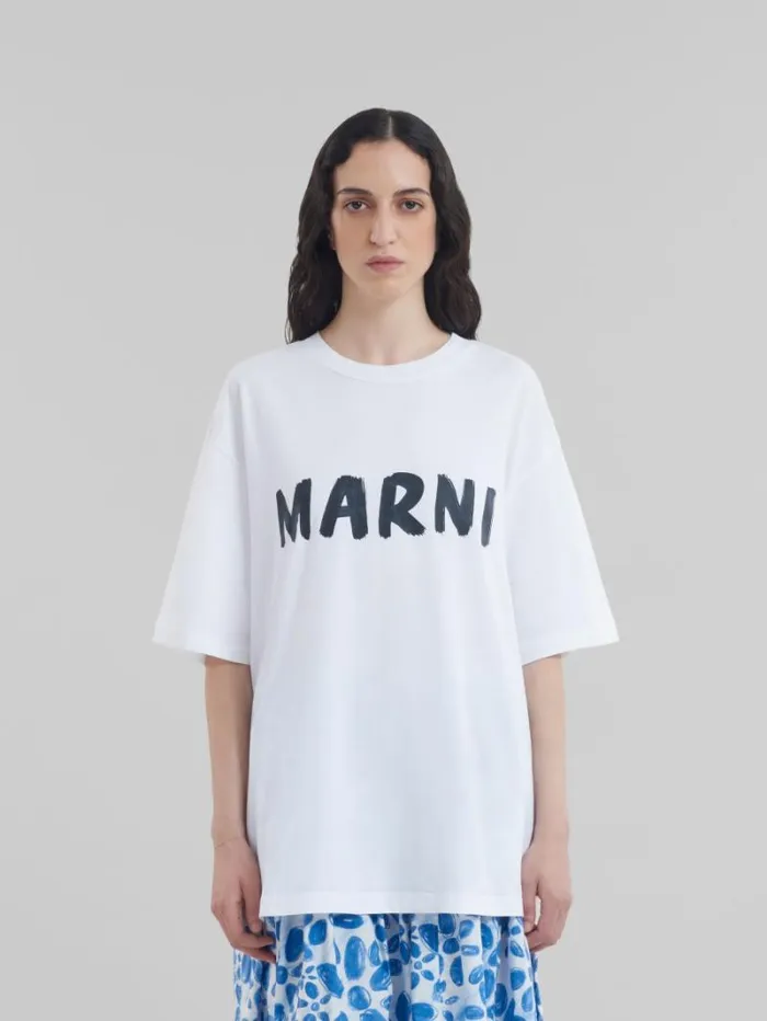 Women Marni Tops and Tshirts White Organic Cotton TShirt With Logo