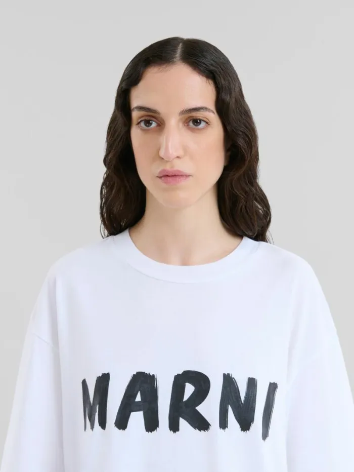 Women Marni Tops and Tshirts White Organic Cotton TShirt With Logo
