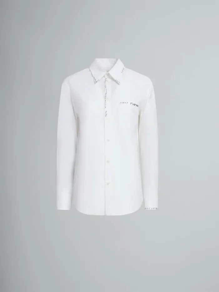 Women Marni Tops and Tshirts White Organic Poplin Shirt With Marni Mending