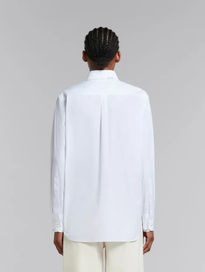 Women Marni Tops and Tshirts White Organic Poplin Shirt With Marni Mending