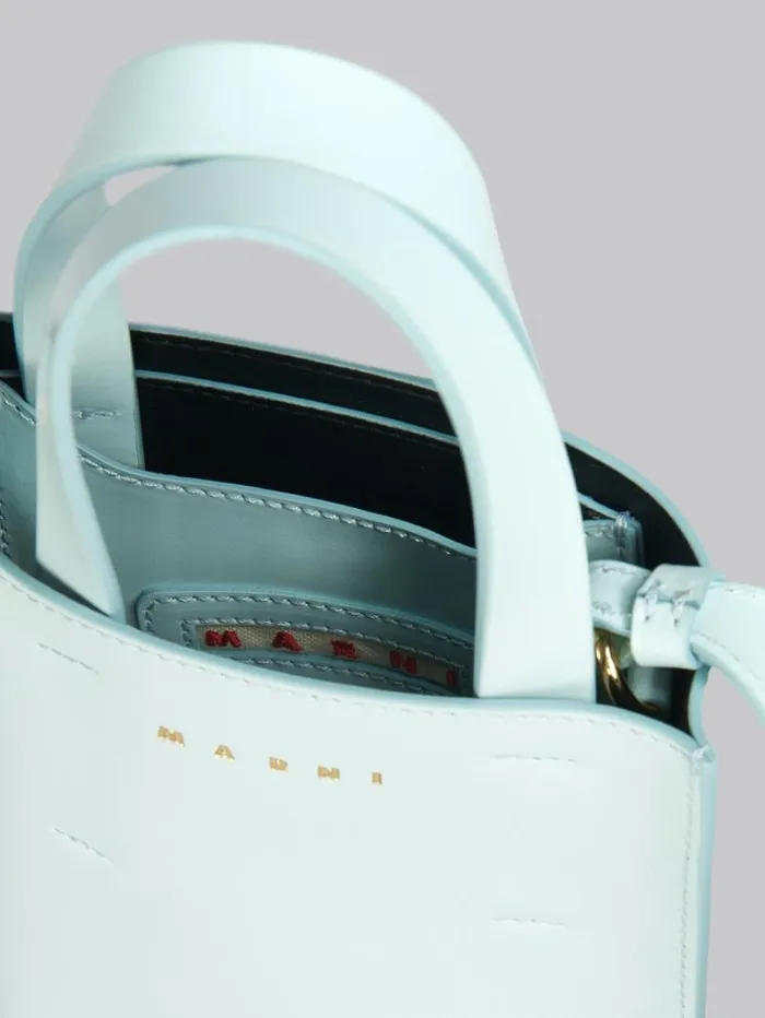 Women Marni Tote Bags Museo Nano Bag In Light Blue Leather
