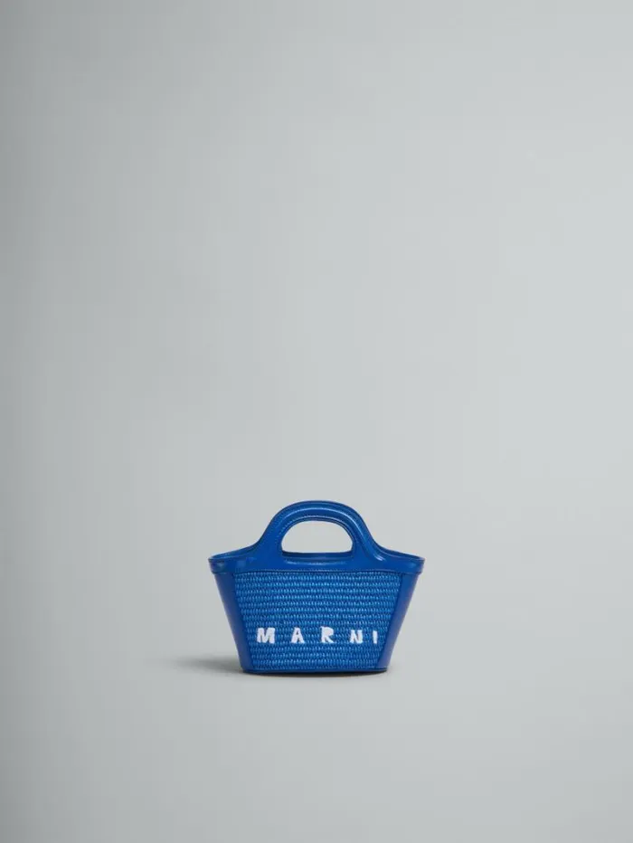 Women Marni Tropicalia Bag Tropicalia Micro Bag In Blue Leather And RaffiaEffect Fabric