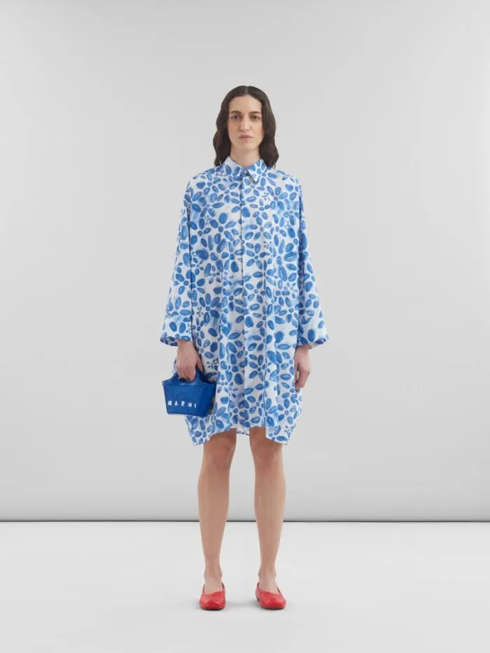 Women Marni Tropicalia Bag Tropicalia Micro Bag In Blue Leather And RaffiaEffect Fabric