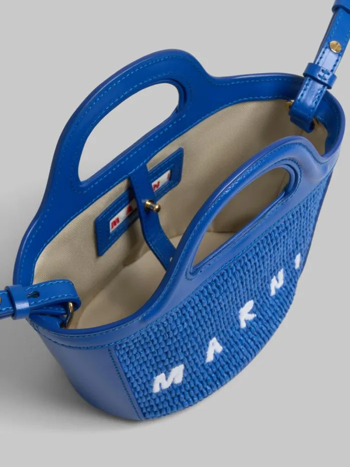 Women Marni Tropicalia Bag Tropicalia Micro Bag In Blue Leather And RaffiaEffect Fabric