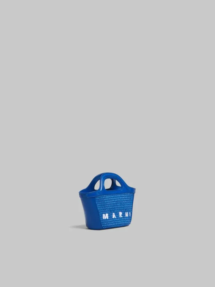 Women Marni Tropicalia Bag Tropicalia Micro Bag In Blue Leather And RaffiaEffect Fabric