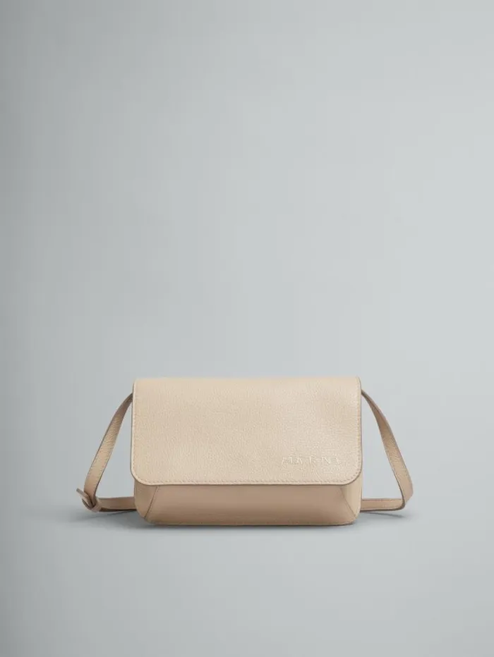 Women Marni Wallets and Small Leather Goods Beige Leather Shoulder Bag With Marni Mending Women Marni Wallets and Small Leather Goods Beige Leather Shoulder Bag With Marni Mending