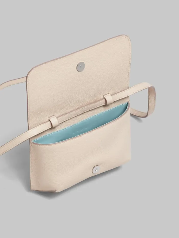 Women Marni Wallets and Small Leather Goods Beige Leather Shoulder Bag With Marni Mending