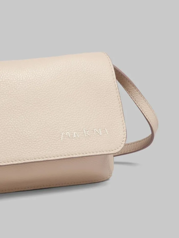 Women Marni Wallets and Small Leather Goods Beige Leather Shoulder Bag With Marni Mending