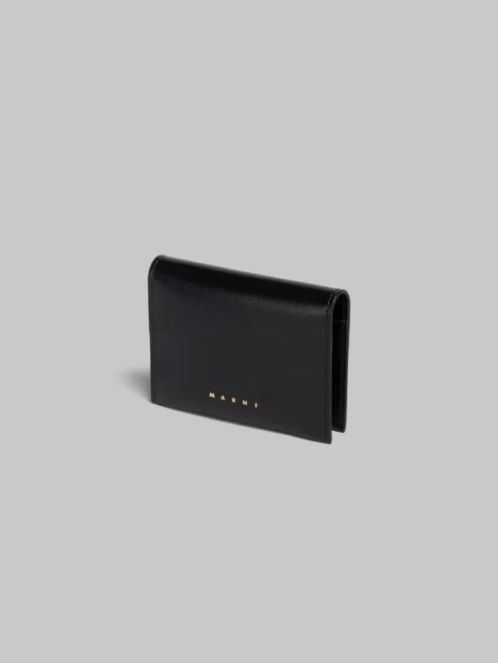 Women Marni Wallets and Small Leather Goods Black Leather Bifold Card Case
