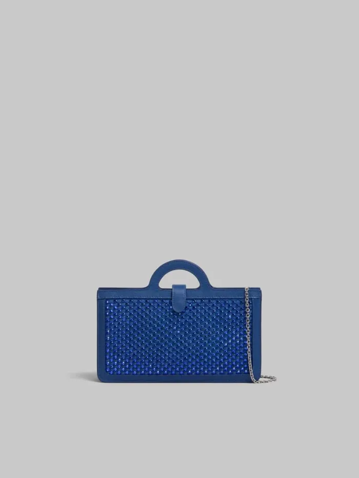 Women Marni Wallets and Small Leather Goods Blue Rhinestone Tropicalia Long Wallet With Chain Strap Women Marni Wallets and Small Leather Goods Blue Rhinestone Tropicalia Long Wallet With Chain Strap