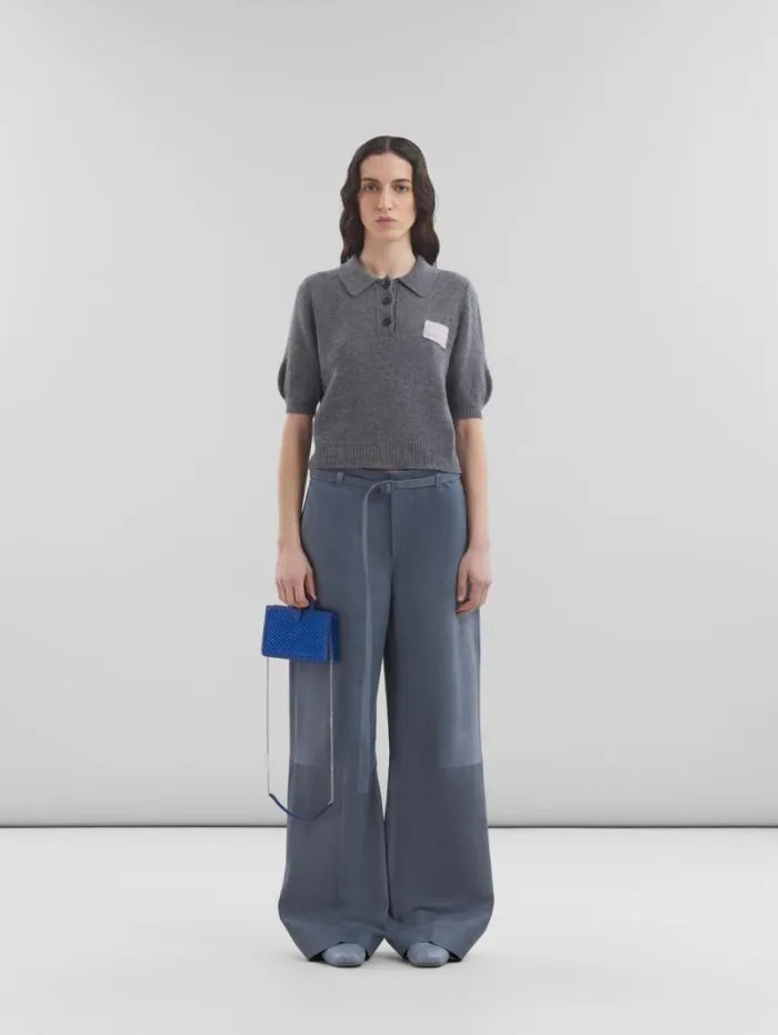 Women Marni Wallets and Small Leather Goods Blue Rhinestone Tropicalia Long Wallet With Chain Strap