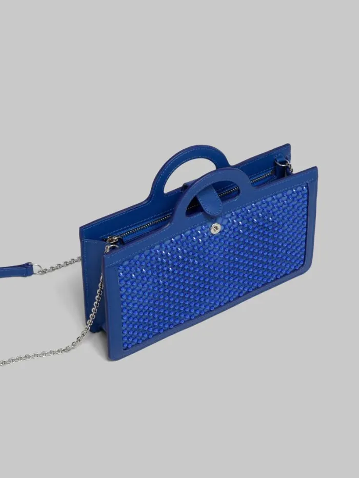 Women Marni Wallets and Small Leather Goods Blue Rhinestone Tropicalia Long Wallet With Chain Strap