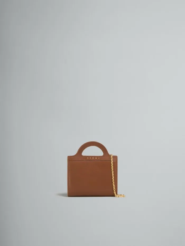 Women Marni Wallets and Small Leather Goods Brown Leather Tropicalia Wallet With Chain Strap Women Marni Wallets and Small Leather Goods Brown Leather Tropicalia Wallet With Chain Strap