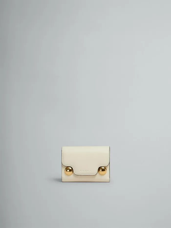 Women Marni Wallets and Small Leather Goods Cream Leather Trunkaroo Trifold Wallet