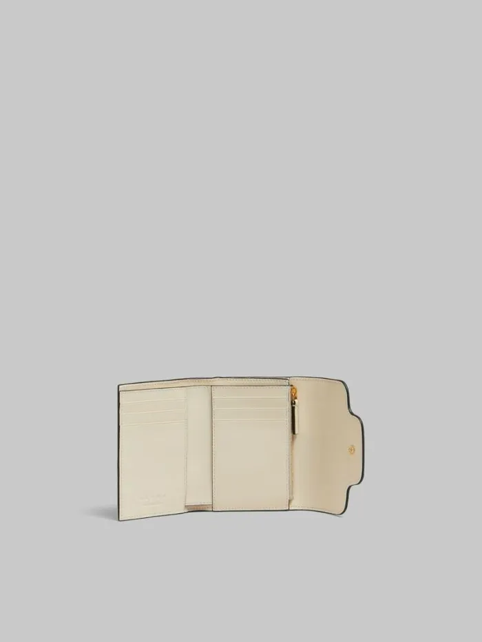 Women Marni Wallets and Small Leather Goods Cream Leather Trunkaroo Trifold Wallet